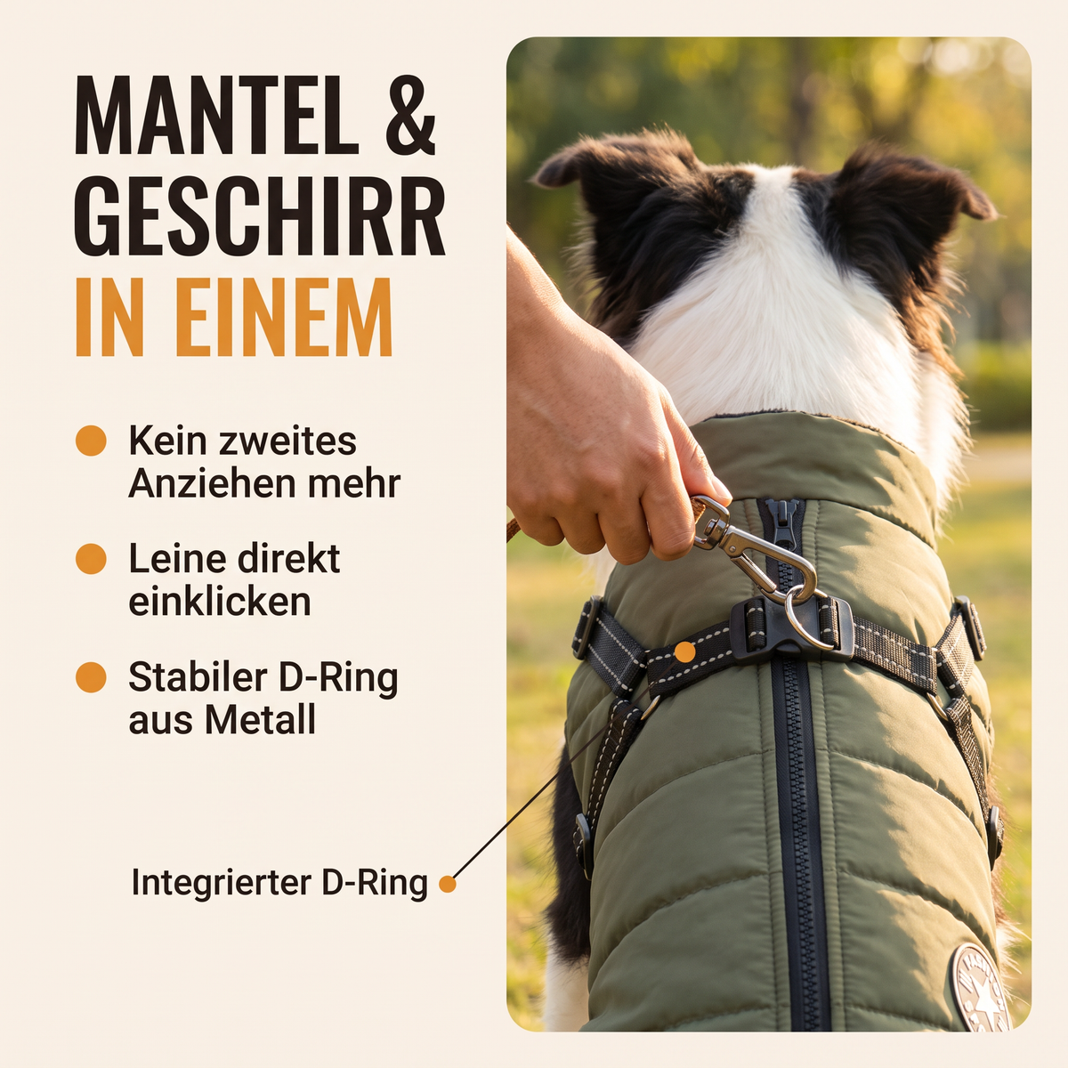 Wintaura Hundejacke – Winterjacke mit integriertem Geschirr